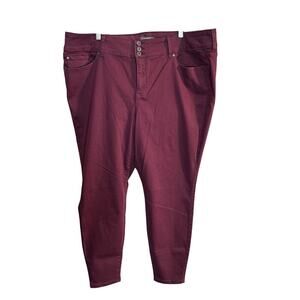 Torrid Feel The Fit Women 24R Super Soft Five Pocket Jegging Burgundy Maroon NWT